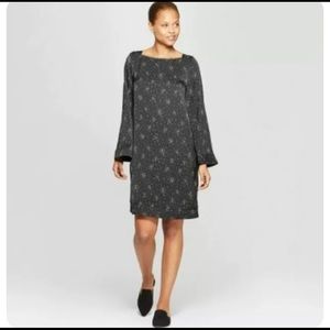 Women's Long Sleeve Square Neck Wide Sleeve Mini Shift Dress-Prologue-